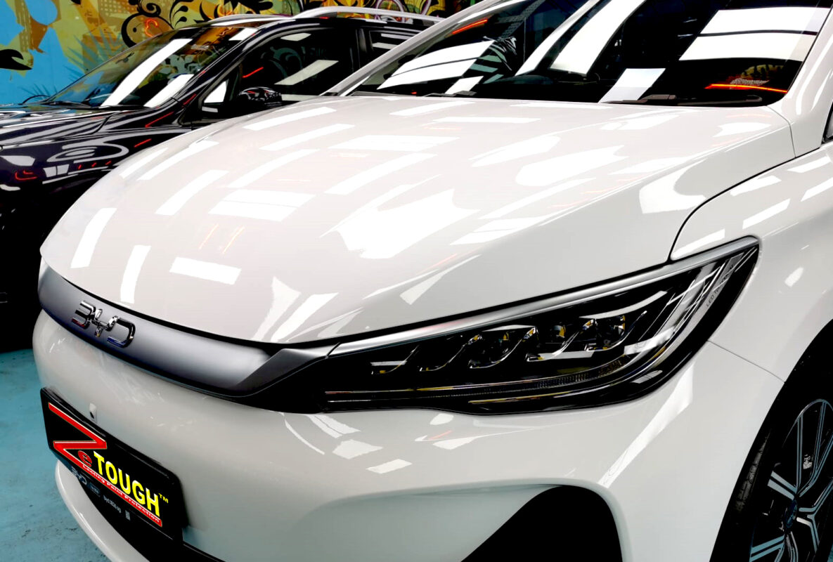 The BYD M6 from a side angle after the ceramic coating.