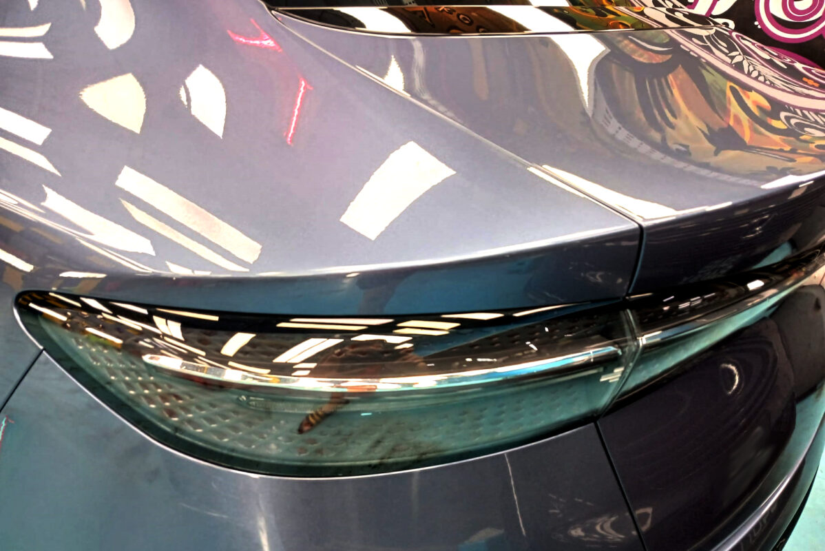 Front three-quarter view of the BYD Seal after coating.