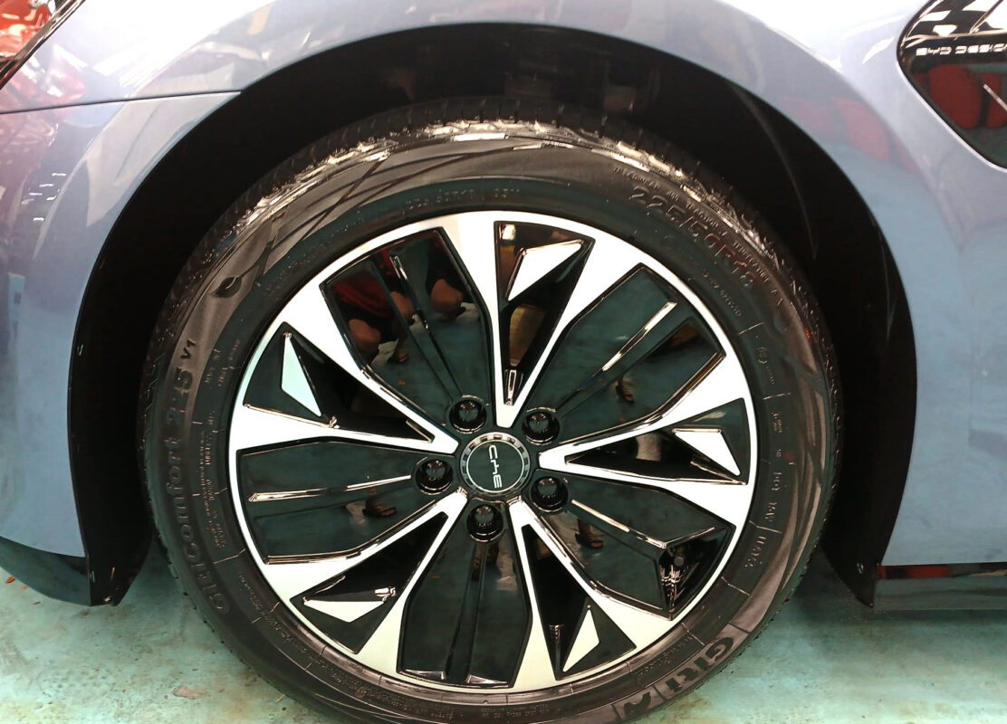 Rear quarter of the BYD Seal, glossy and protected.