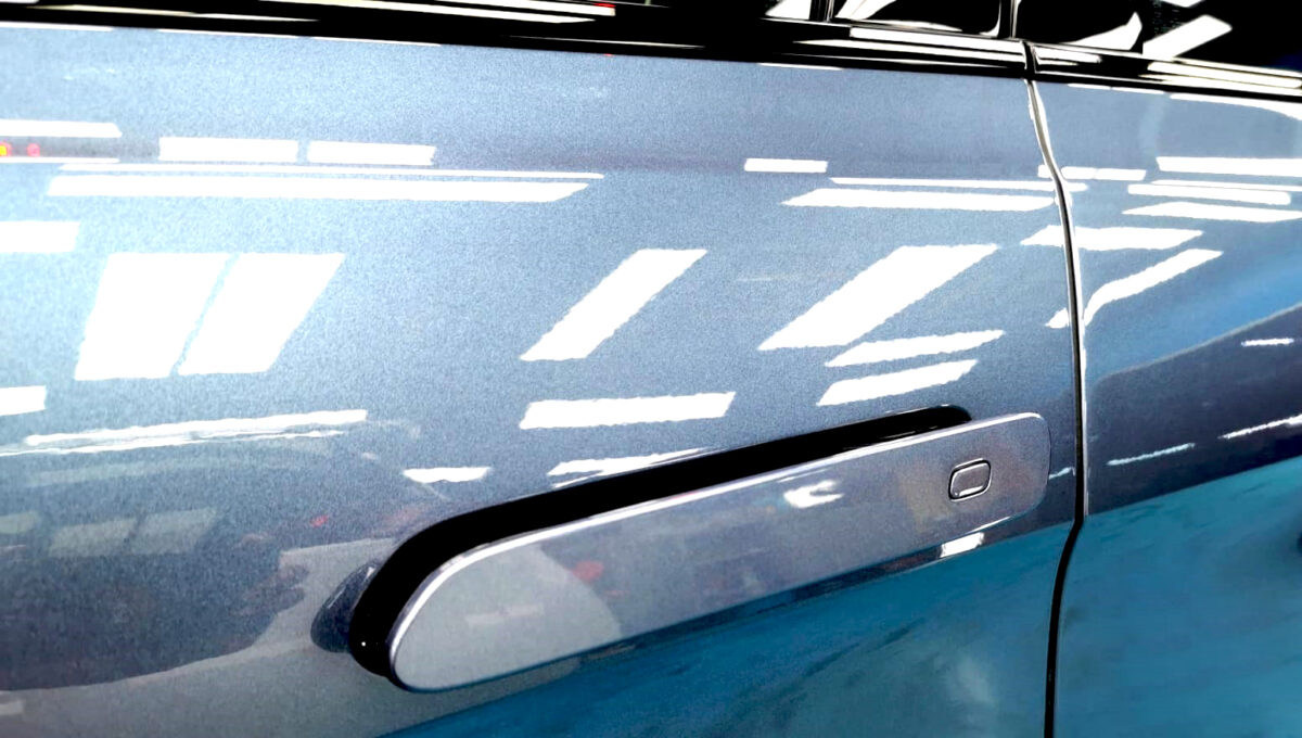 Front three-quarter view of the BYD Seal after coating.