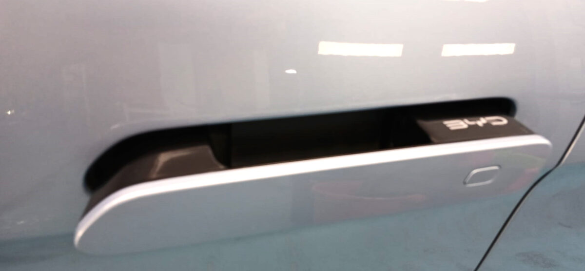Front three-quarter view of the BYD Seal after coating.