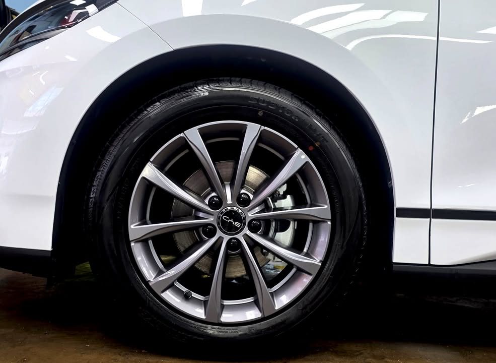 Grey multi-spoke alloy wheel with BYD centre cap.