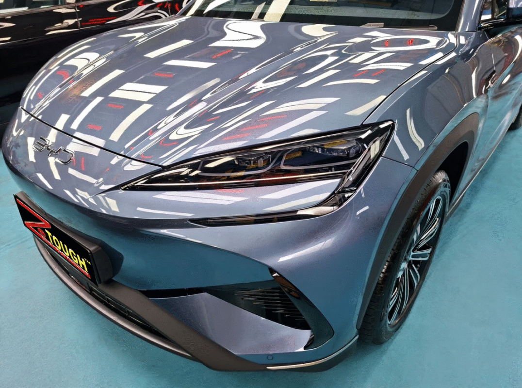 The BYD Sealion 7 from a side angle after the ceramic coating.