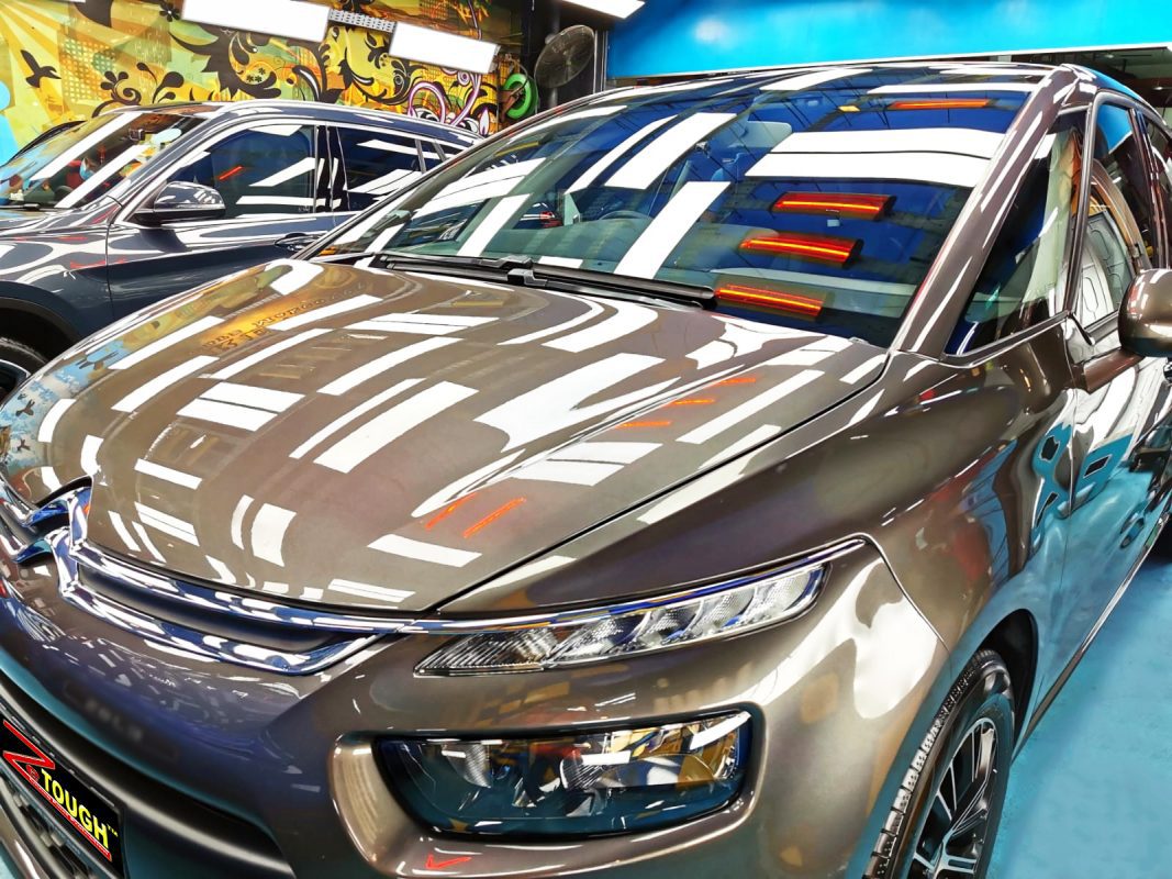 The Citroen C4 Picasso from a side angle after the titanium coating.