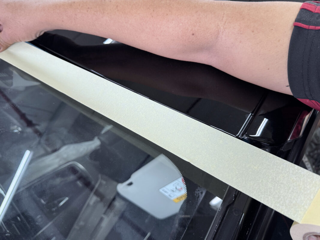 Non-painted surfaces being masked off on the Citroen C5 Aircross.