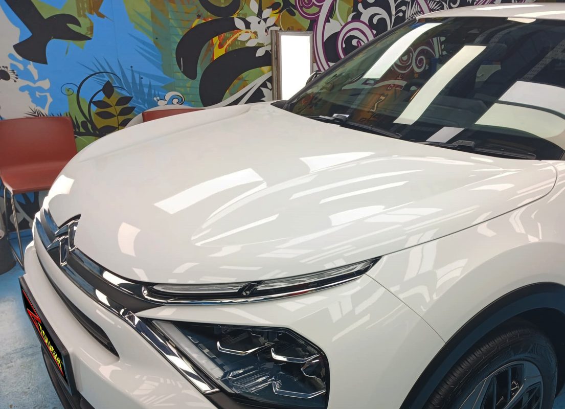 The Citroen E-C4 from a side angle after the titanium coating.