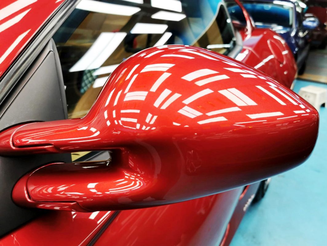 Side panel of the Ferrari 599 with the ceramic finish locked in.