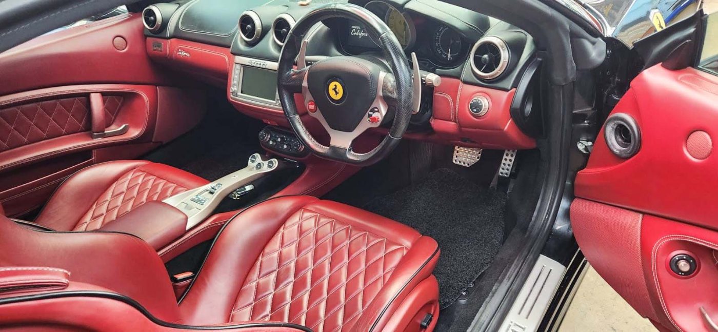 Front three-quarter view of the Ferrari California after coating.