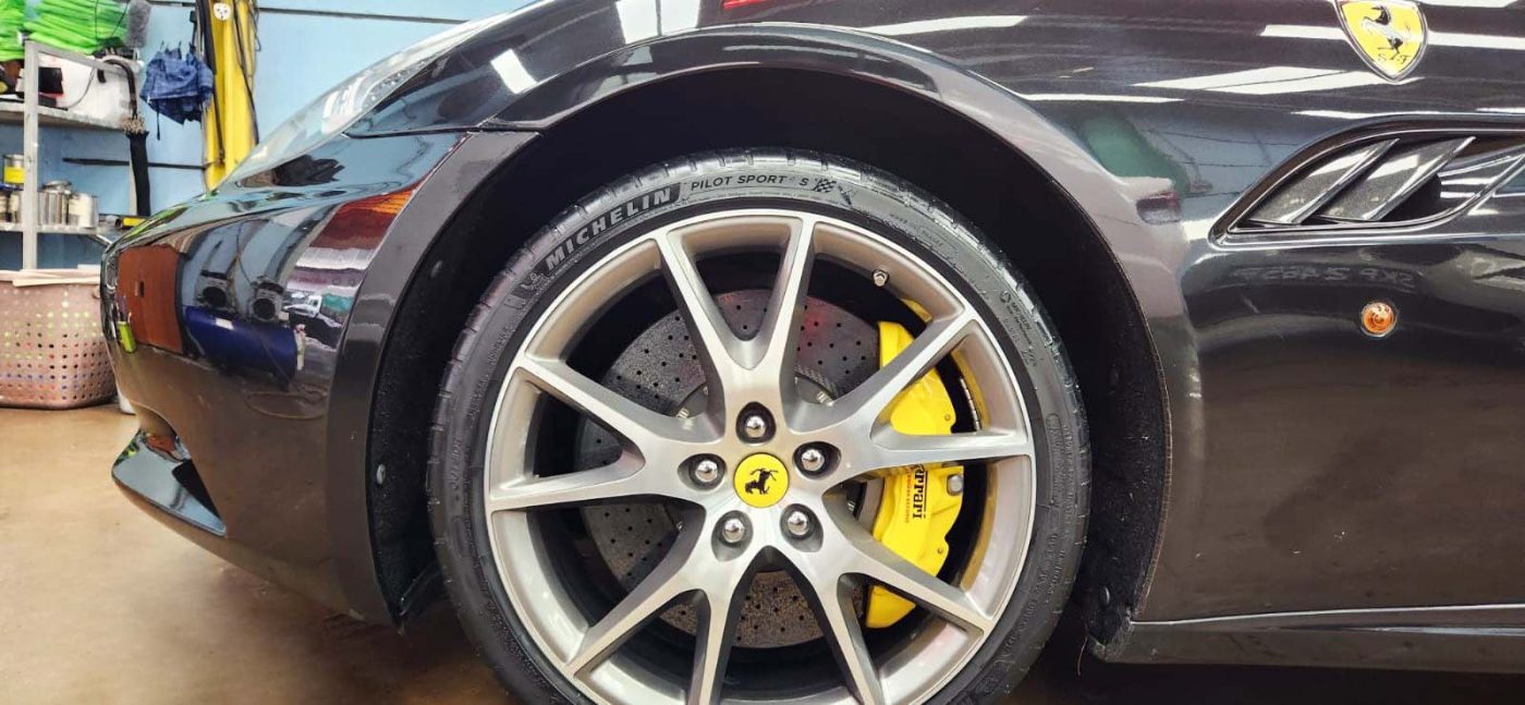 Detail of the wheel arch and panel edge on the California.