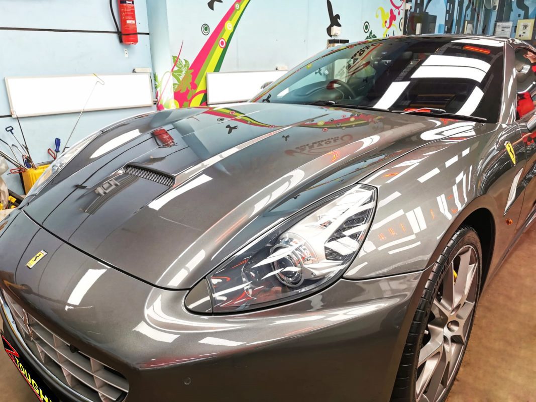 The Ferrari California from a side angle after the titanium coating.