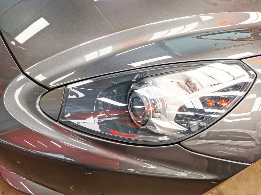 The California's coated paintwork holding clean reflections.