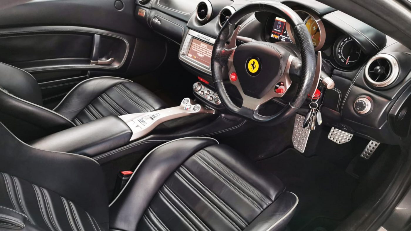 Front three-quarter view of the Ferrari California after coating.