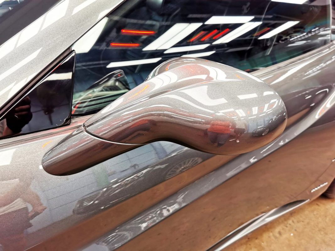 Side panel of the Ferrari California with the titanium finish locked in.