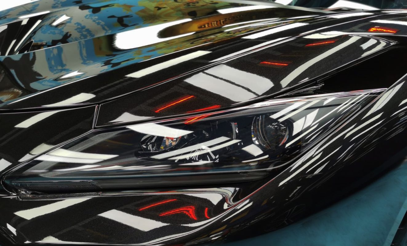The F8's coated paintwork showing clean reflections.