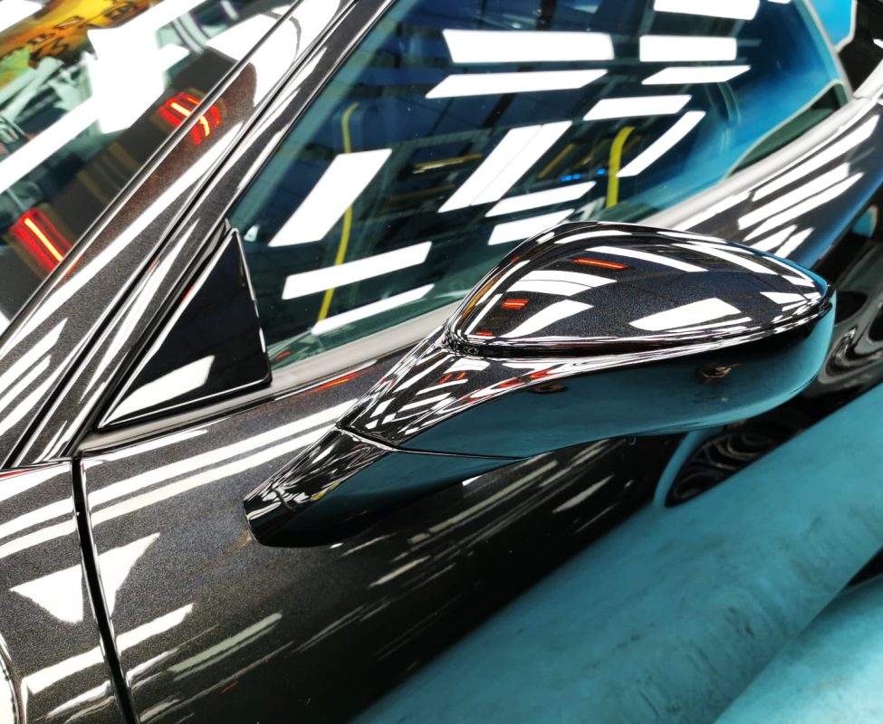 Side panel of the F8 Tributo with the ceramic finish locked in.