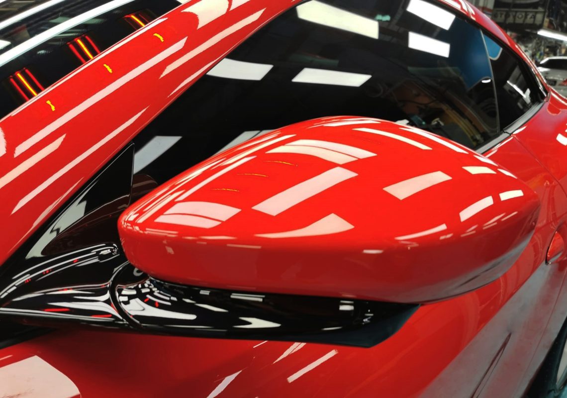 Side panel of the Ferrari Portofino with the ceramic finish locked in.