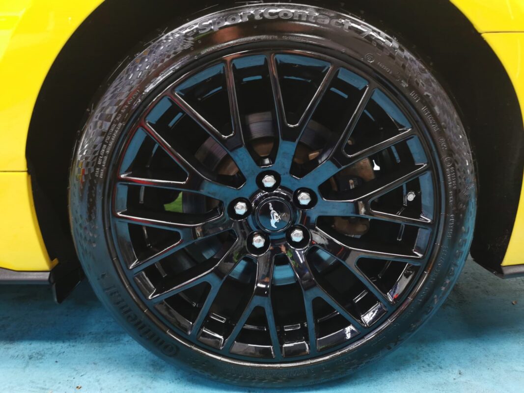 The Ford Mustang, finished and ready for collection.