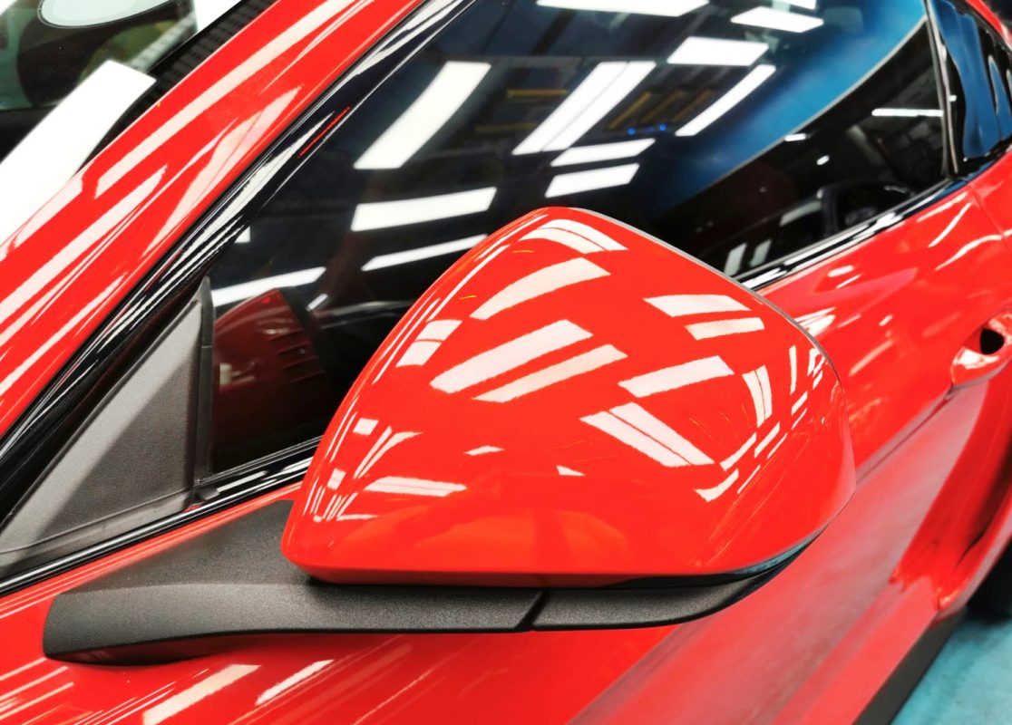 Side panel of the Mustang with the ceramic finish locked in.