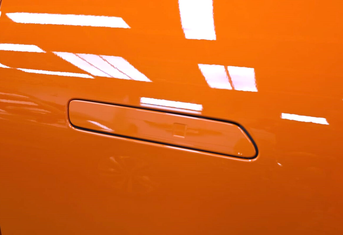 The coated paintwork of the GAC Aion Hyptec, clean and sharp.