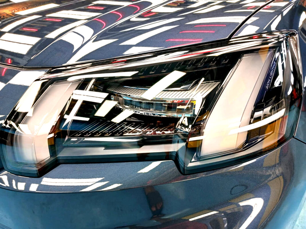 Glossy bodywork of the GAC Aion V after coating.