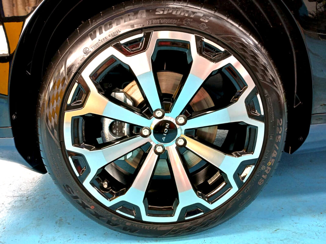 The GAC Aion V with its fresh, coated finish.