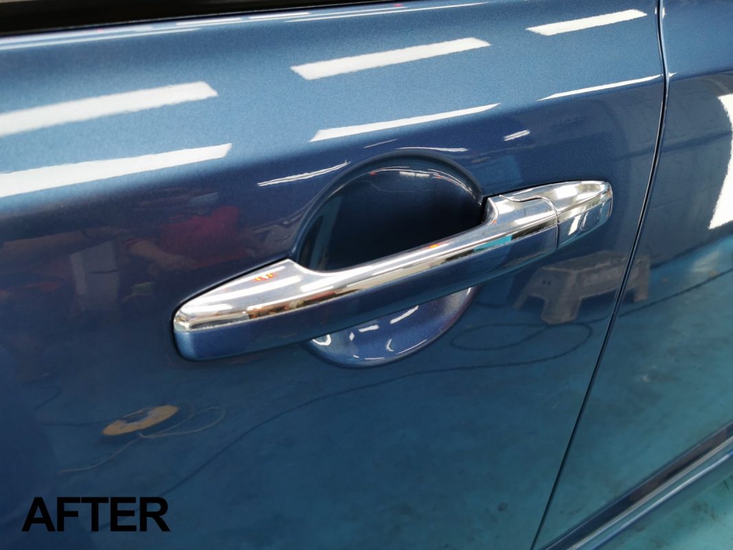 A finished detail of the resprayed Honda Civic.