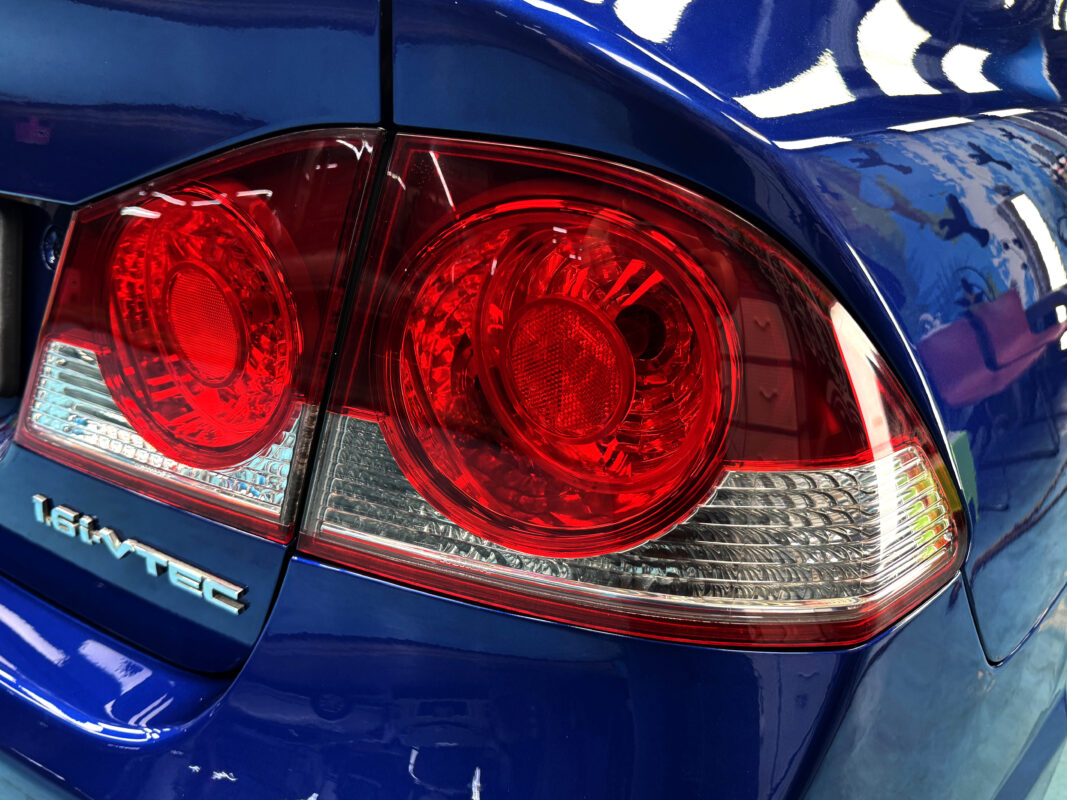 The Honda Civic ready for collection after the respray.