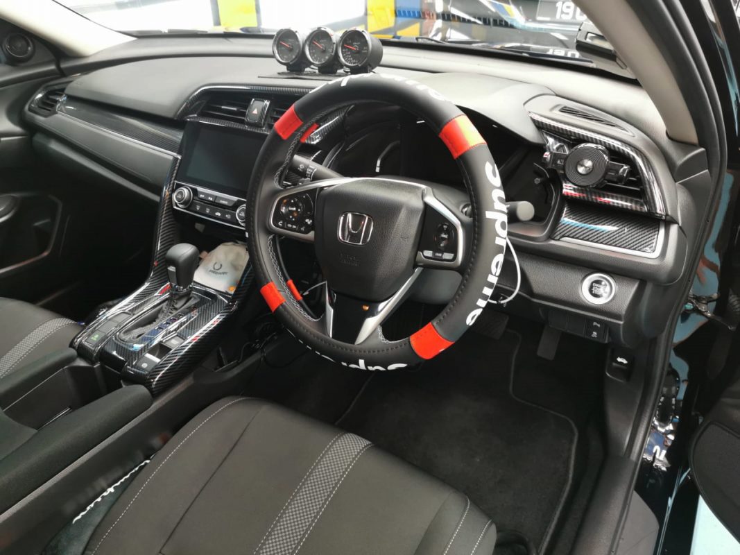 Front three-quarter view of the Honda Civic after coating.