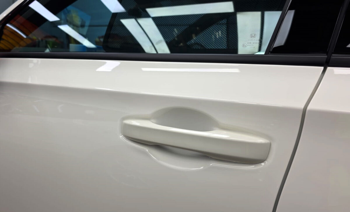 Front three-quarter view of the Honda Civic after coating.