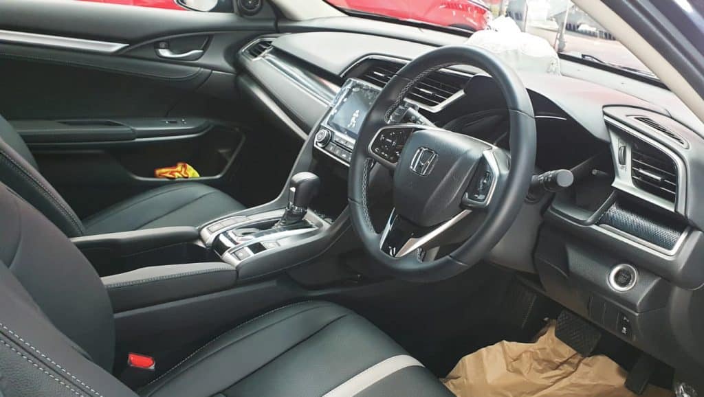 Front three-quarter view of the Honda Civic after coating.