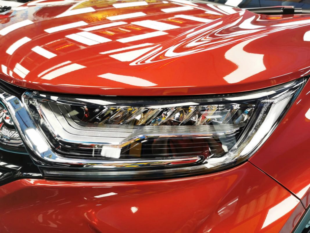 Front three-quarter view of the Honda CR-V after coating.