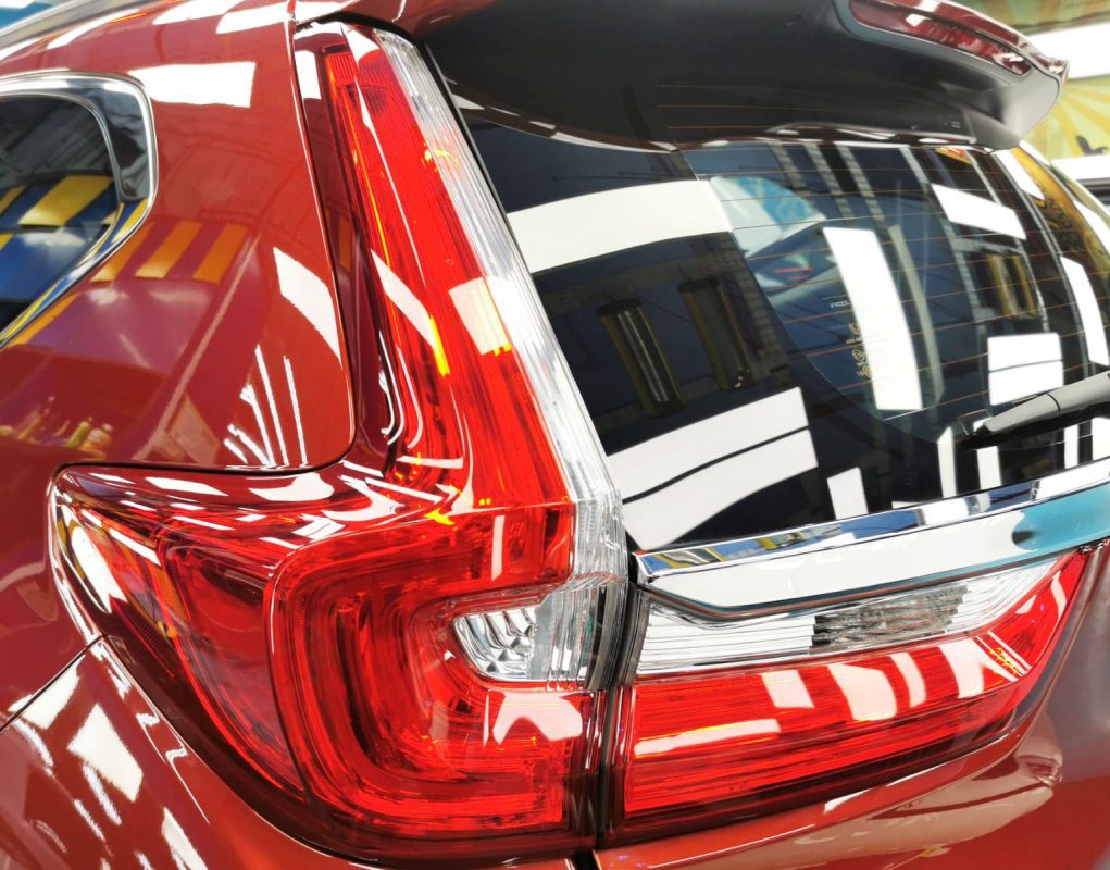 Rear quarter of the Honda CR-V, glossy and protected.
