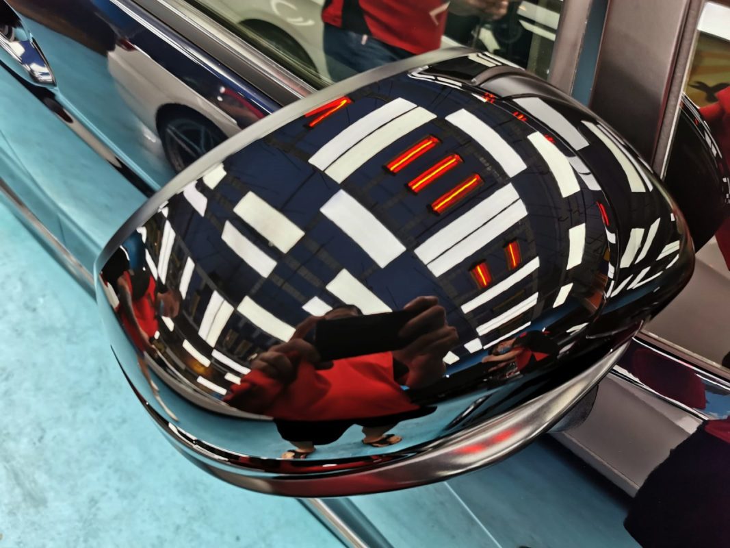 A finished detail of the resprayed Honda Fit.