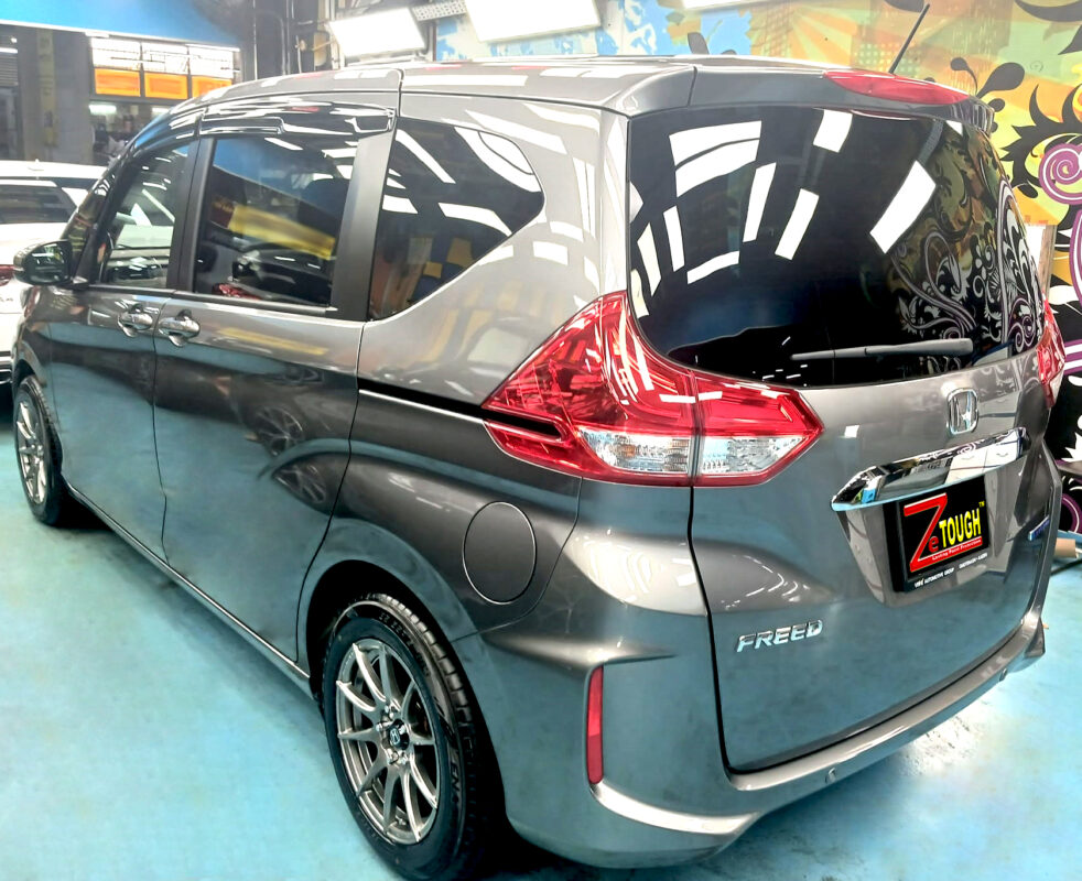 The Honda Freed parked in the workshop, freshly coated.
