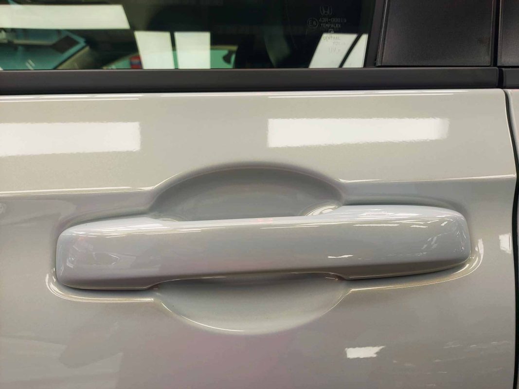 Front three-quarter view of the HR-V after coating.