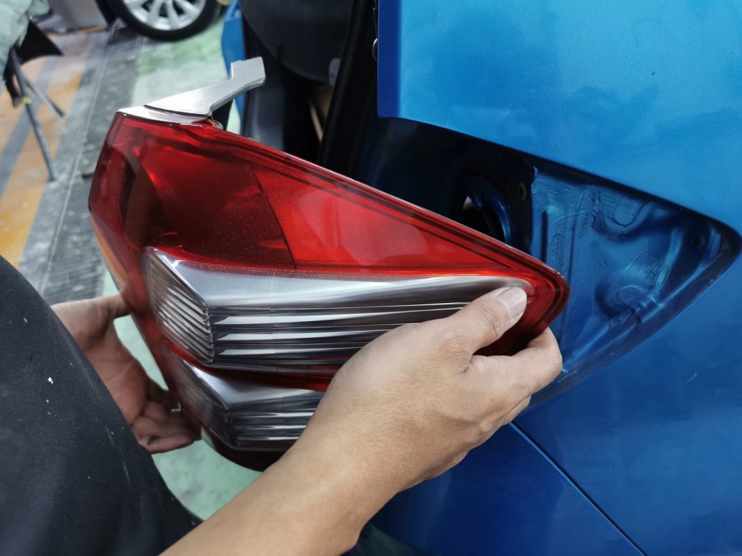 Honda Jazz stripped down with panels removed, ready for bodywork.