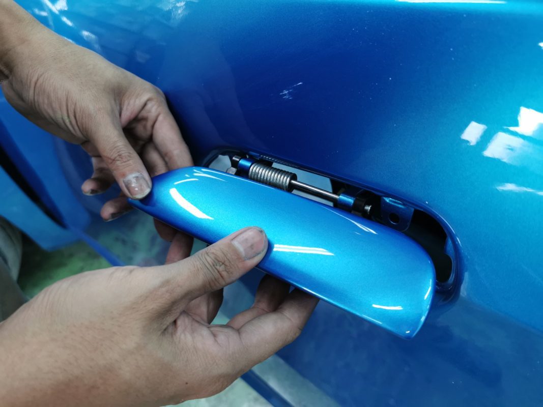 Honda Jazz reassembled after the respray, parts refitted.