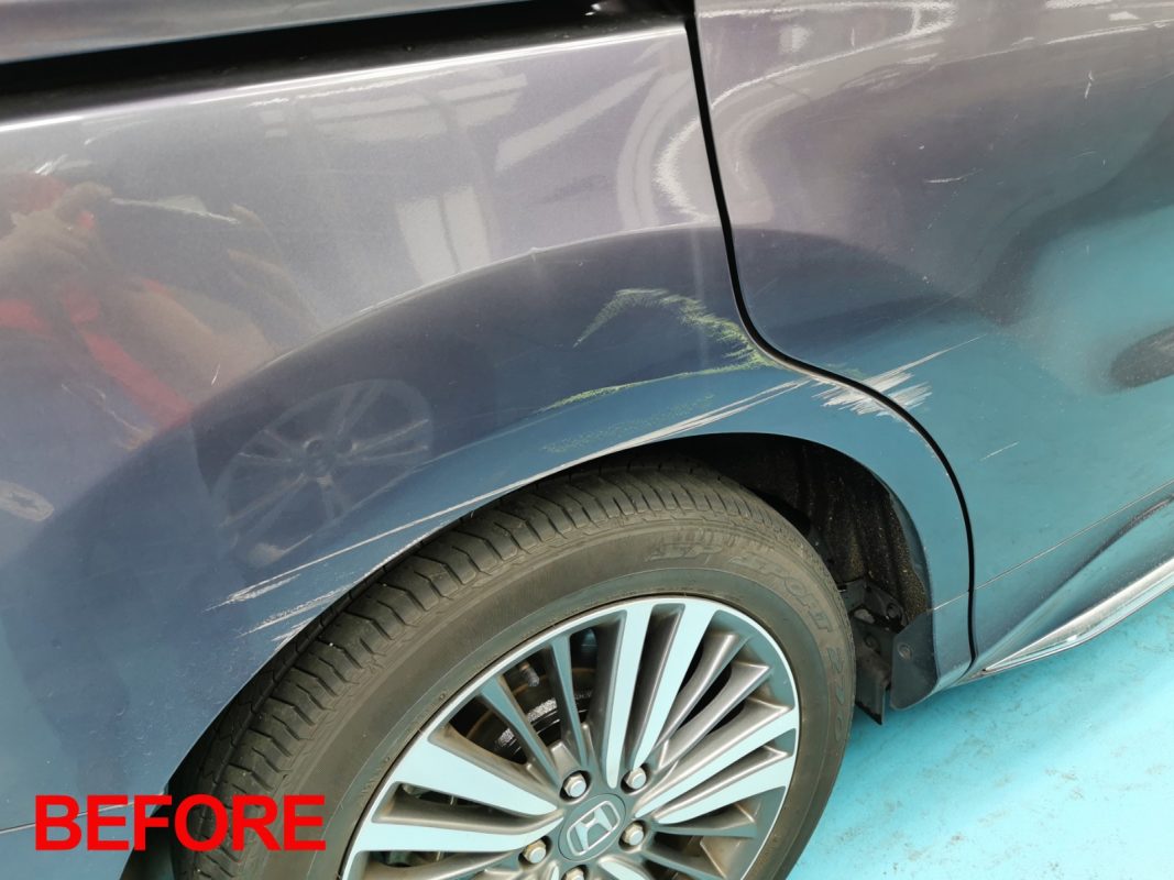 A finished detail of the resprayed Odyssey.