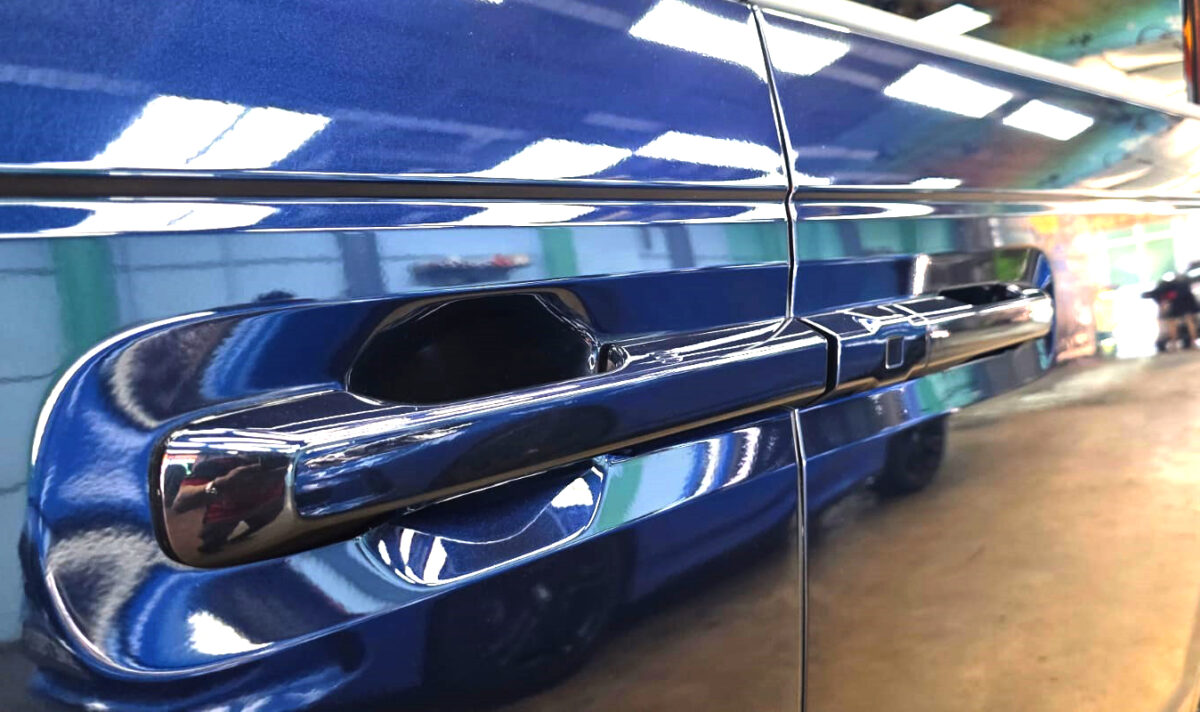 The Honda Stepwagon parked in the workshop, freshly coated.