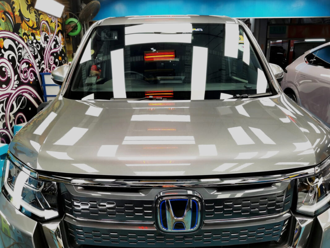 The Honda Stepwagon Spada from a side angle after the ceramic coating.