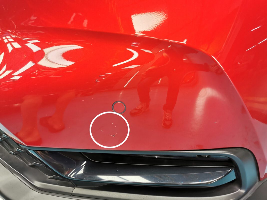 Another angle of the Honda Vezel on arrival, paintwork showing its age.