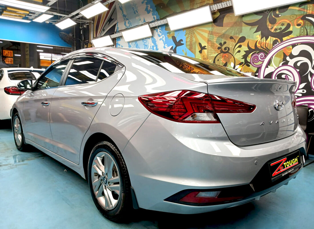Rear quarter of the Hyundai Avante, glossy and protected.