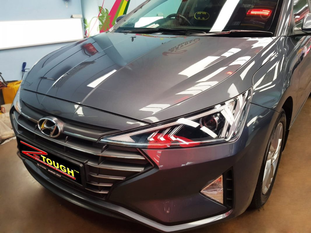 The Hyundai Avante from a side angle after the ceramic coating.