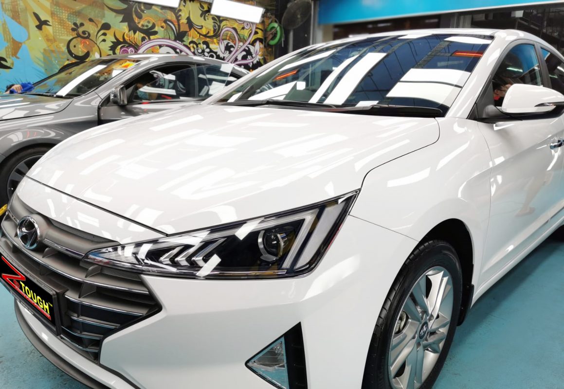 The Hyundai AD Avante from a side angle after the ceramic coating.
