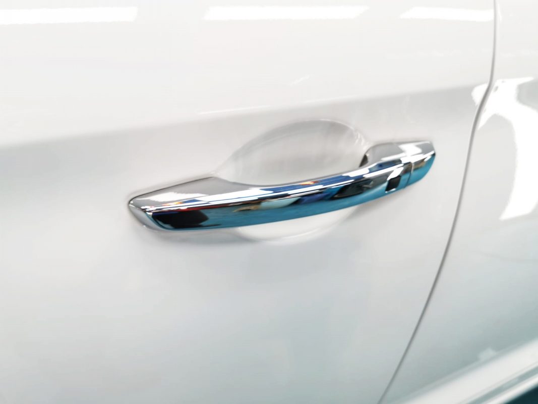 Front three-quarter view of the Hyundai AD Avante after coating.