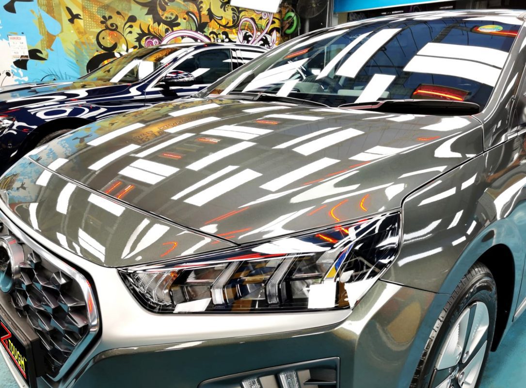 The Hyundai Ioniq from a side angle after the titanium coating.