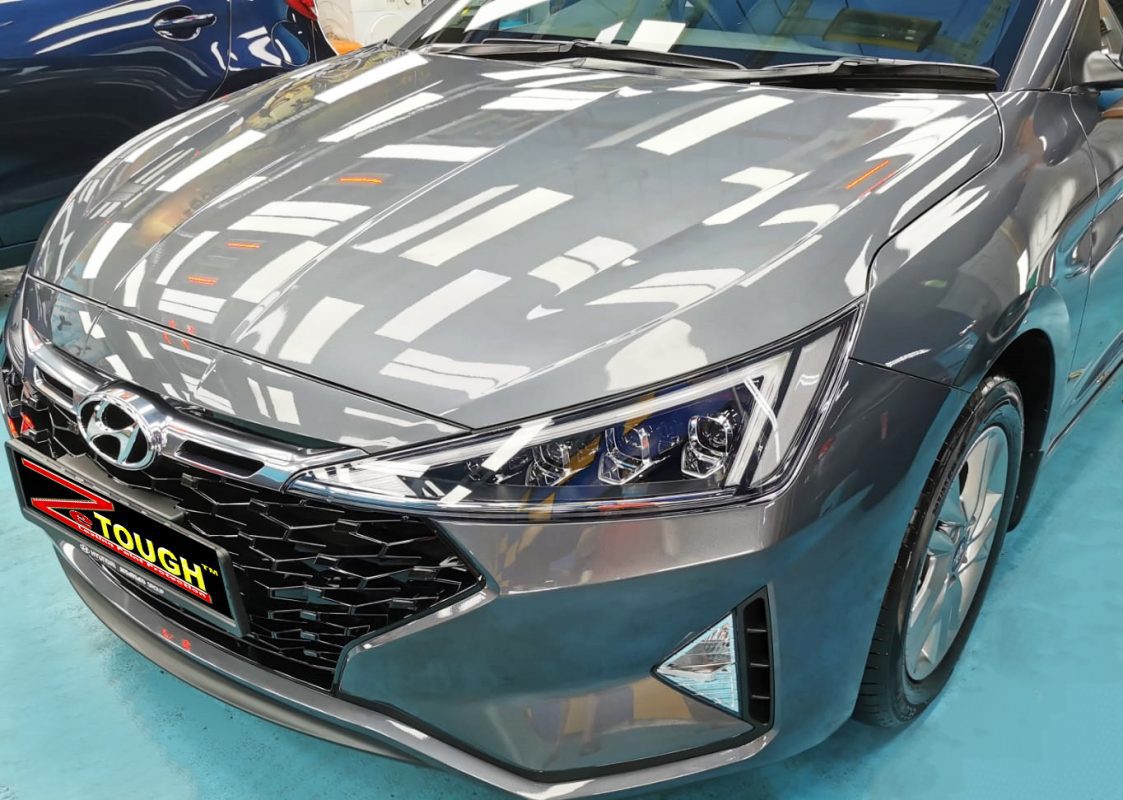 The Hyundai Avante from a side angle after the titanium coating.