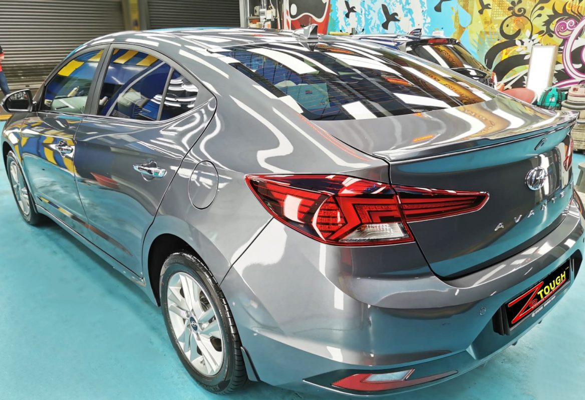 Rear quarter of the Hyundai Avante, glossy and protected.