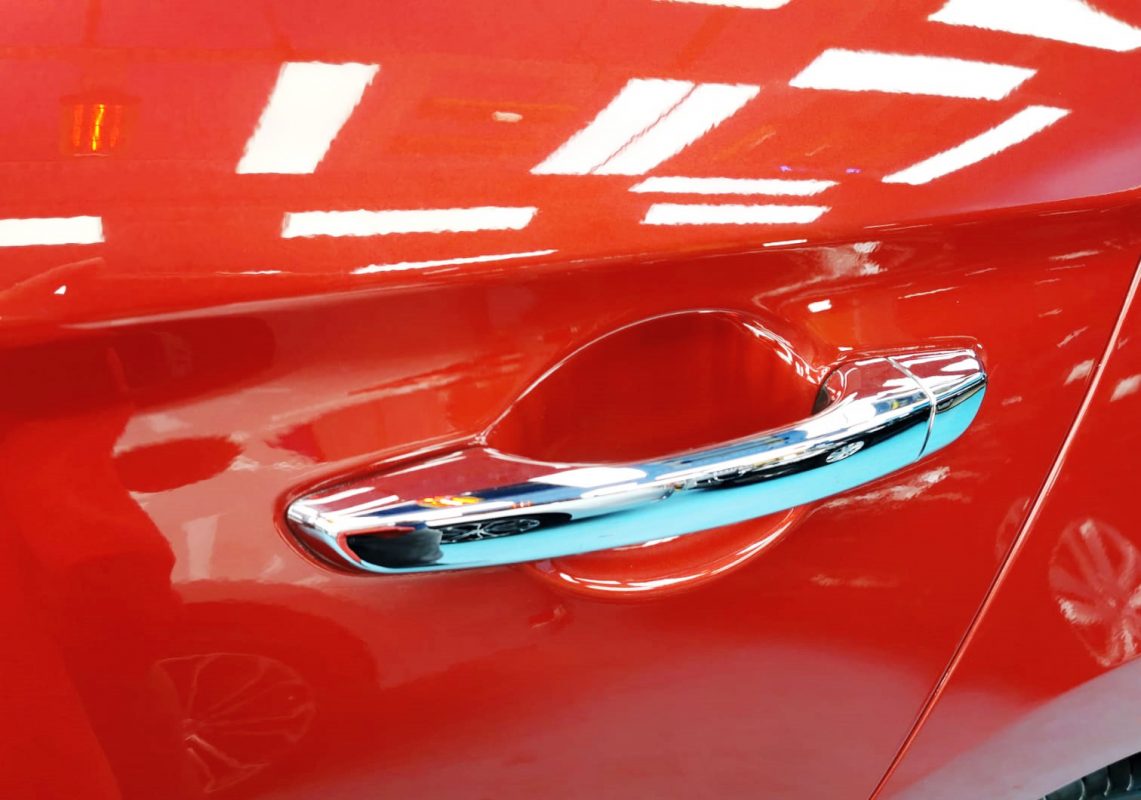 Front three-quarter view of the Hyundai Avante after coating.