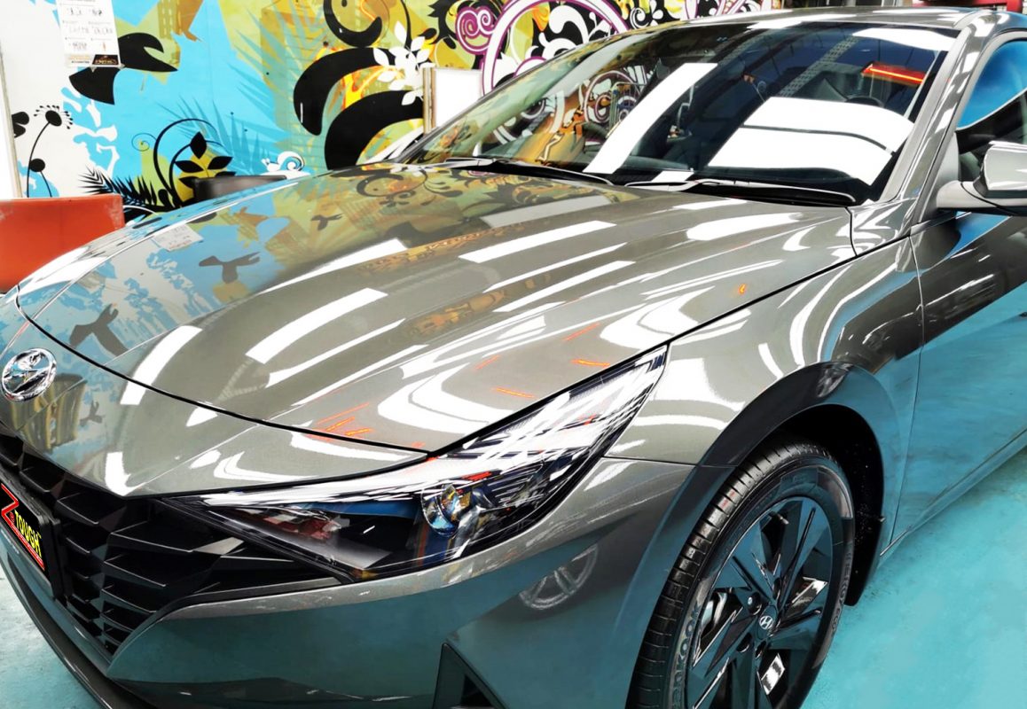 Side angle of the Hyundai Avante after the titanium coating.